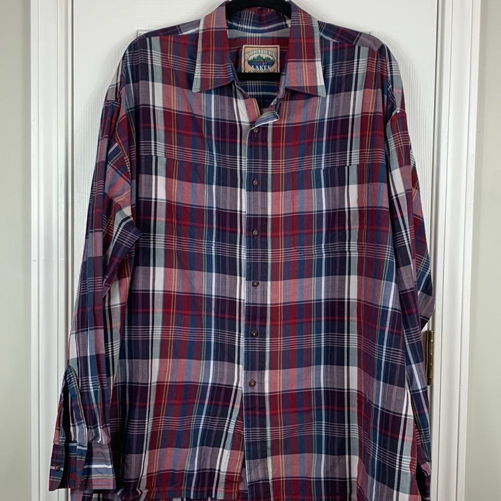 Northern Lakes multi colored long sleeved button down shirt size XLT